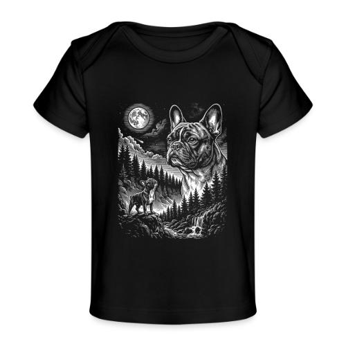 Vintage French Bulldog Moon Howling Tee - Baby Organic T-Shirt