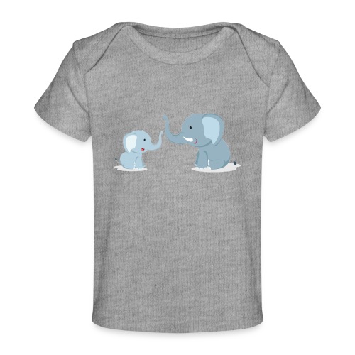 Father and Baby Son Elephant - Baby Organic T-Shirt