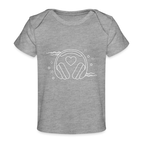 ❤️ + 🎧 (white outline) - Baby Organic T-Shirt