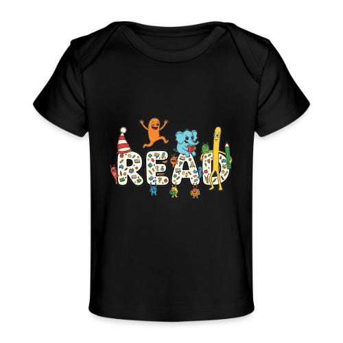Whimsical READ Kids Cartoon - Baby Organic T-Shirt