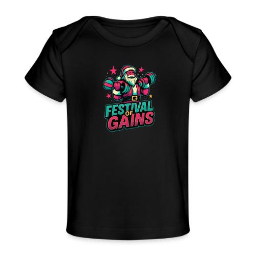 Festival of Gains Funny Gym Santa Christmas - Baby Organic T-Shirt