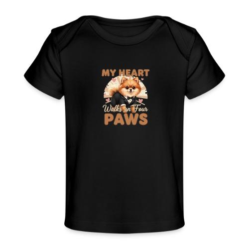 My Heart Walks on Four Paws – Pomeranian tee - Baby Organic T-Shirt