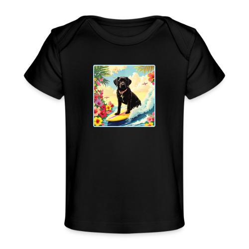 Black Labrador Retriever Surfing - Baby Organic T-Shirt