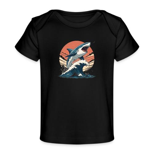 Fierce Shark Breaking Through Waves - Baby Organic T-Shirt