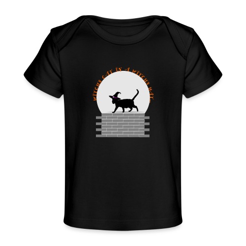 Witch's Cat In A Witch's Hat - Baby Organic T-Shirt