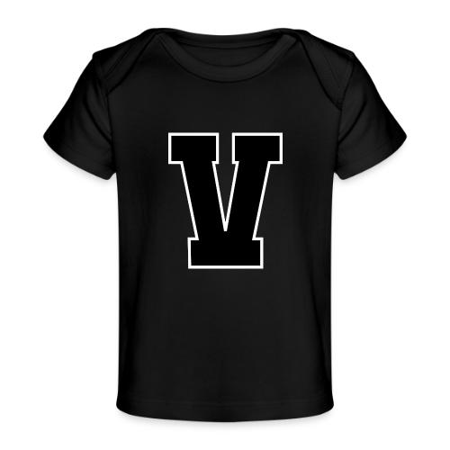 Varsity Letter V Athletic Alphabet Graphic - Baby Organic T-Shirt