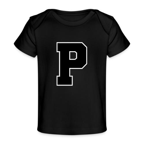Varsity Letter P Athletic Alphabet Design - Baby Organic T-Shirt