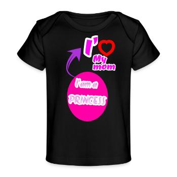 Pregnant Girl Princes - Baby Organic T-Shirt - black - Front