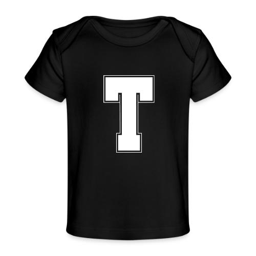 White Letter T – Varsity Alphabet Monogram - Baby Organic T-Shirt