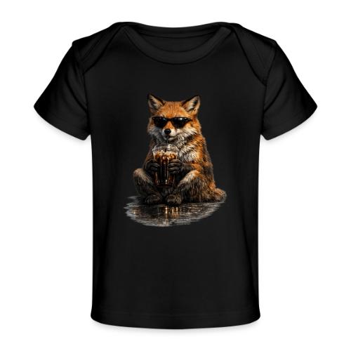 Cool Red Fox Wearing Sunglasses Drinking Coffee - Baby Organic T-Shirt