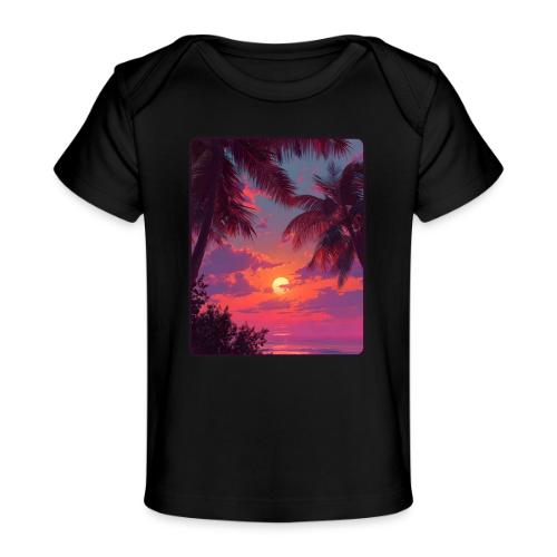 Tropical Sunset Palm Silhouette Design - Baby Organic T-Shirt