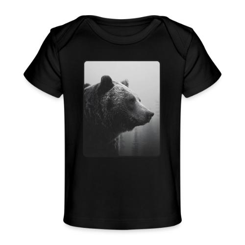 Grizzly Bear Black White Portrait Design - Baby Organic T-Shirt