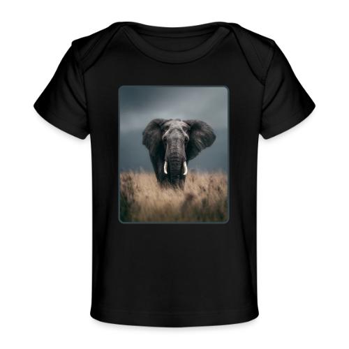 Majestic African Elephant Portrait Design - Baby Organic T-Shirt