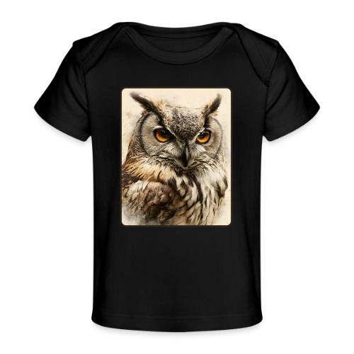 Great Horned Owl Watercolor Design - Baby Organic T-Shirt
