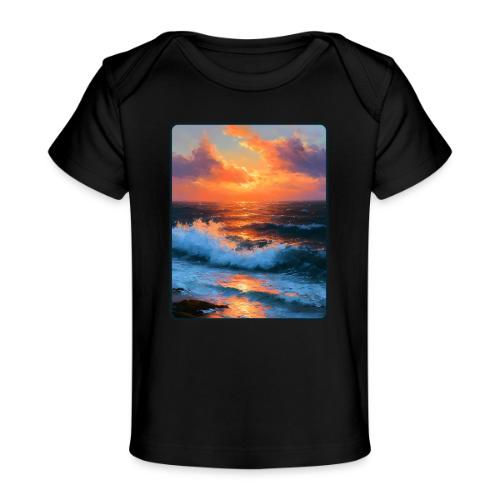 Sunset Storm Waves Oil Painting - Baby Organic T-Shirt