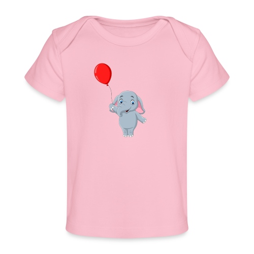 Baby Elephant Holding A Balloon - Baby Organic T-Shirt