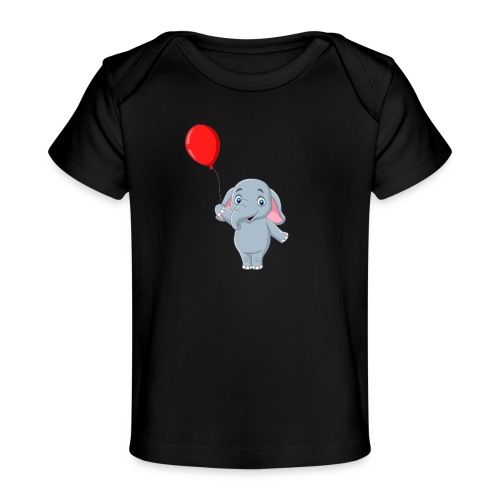 Baby Elephant Holding A Balloon - Baby Organic T-Shirt