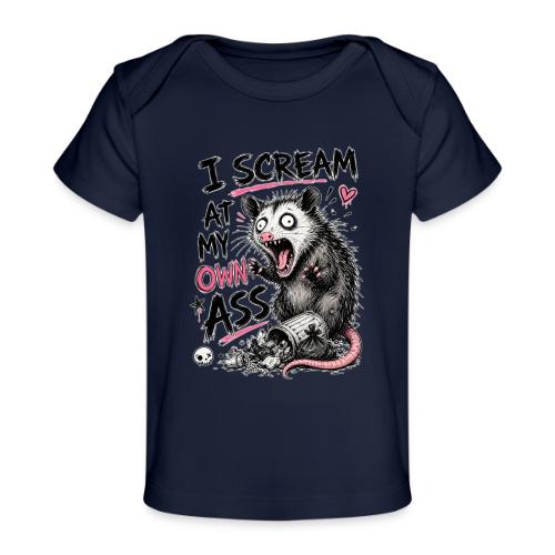 Funny Opossum Screaming Graphic Tee - Baby Organic T-Shirt