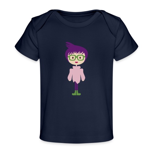 Colorful Mod Girl and Her Green Eyeglasses - Baby Organic T-Shirt
