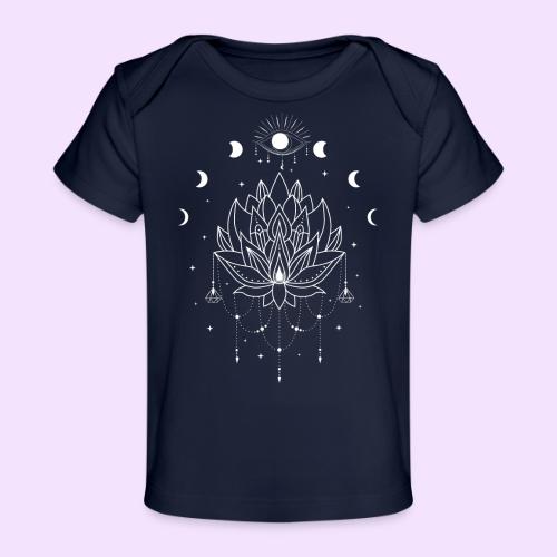 Third Eye White Lotus Flower - Moon Cycle Design - Baby Organic T-Shirt