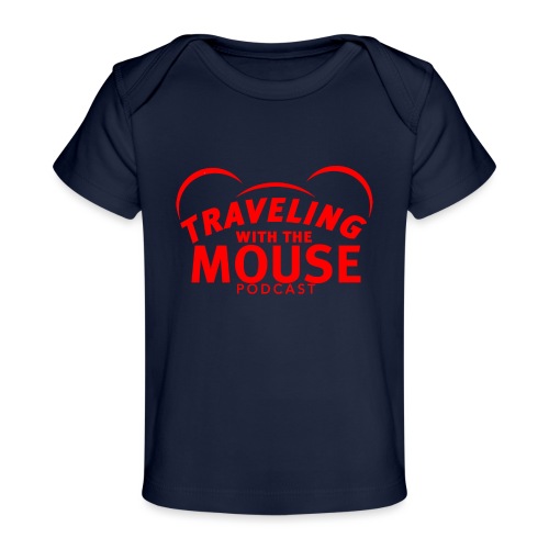 TravelingWithTheMouse logo transparent RED Cropped - Baby Organic T-Shirt