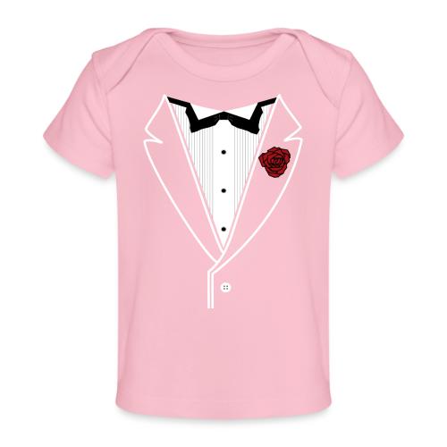 Tuxedo Shirt With Black Bowtie And Red Rose - Baby Organic T-Shirt