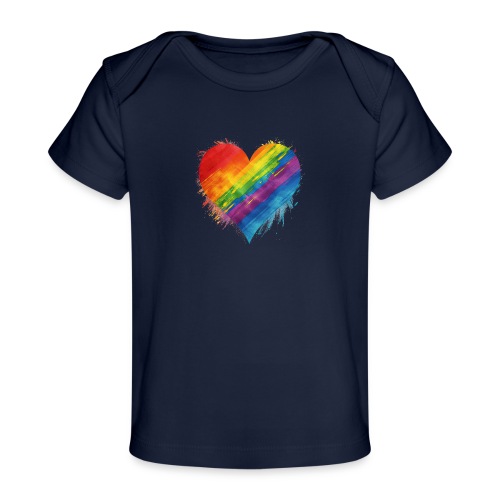 Watercolor Rainbow Pride Heart - LGBTQ LGBT Pride - Baby Organic T-Shirt