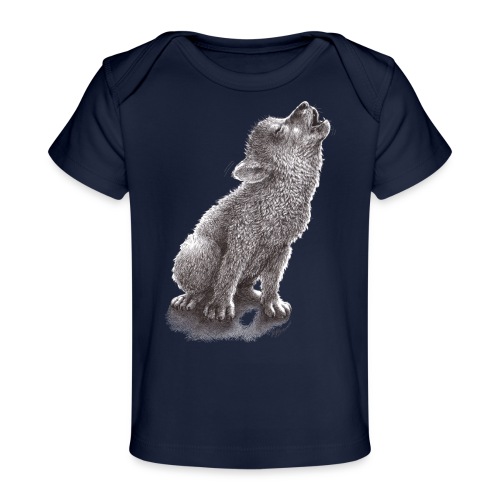 Cute howling grey wolf drawing art - Baby Organic T-Shirt
