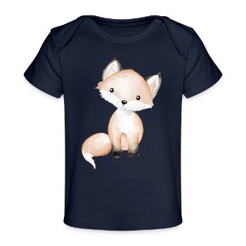 Cute little fox - Baby Organic T-Shirt - dark navy - Front