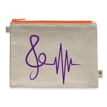 Music Clef Note Violin Treble Sound Pulse ECG - Hemp Carry All Pouch - natural/orange - Front