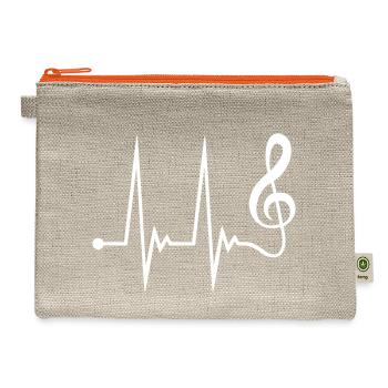 Music Clef Note Violin Treble Sound Pulse ECG - Hemp Carry All Pouch - natural/orange - Front