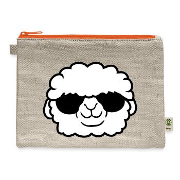Sheep Sunglasses Cool Party Lamb Cute Head Face - Hemp Carry All Pouch - natural/orange - Front