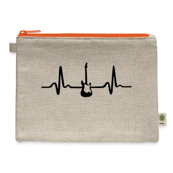 Guitar and Heartbeat, music ECG - Hemp Carry All Pouch - natural/orange - Front