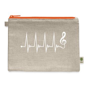 Music Clef Note Violin Treble Sound Pulse ECG - Hemp Carry All Pouch - natural/orange - Front