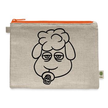 Sheep Baby Toddler Face Pacifier Child Head Lamb - Hemp Carry All Pouch - natural/orange - Front