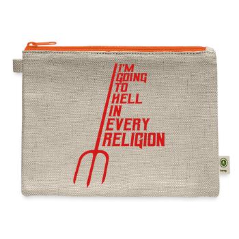 im going to hell - Hemp Carry All Pouch - natural/orange - Front