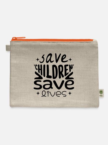 Save Children, Save Lives - Hemp Carry All Pouch - natural/orange