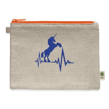 Unicorn Pulse Heartbeat Frequency ECG Line Cool - Hemp Carry All Pouch - natural/orange - Front