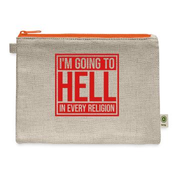 im going to hell - Hemp Carry All Pouch - natural/orange - Front