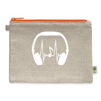 Music Note Headphone Sound Pulse Frequency ECG - Hemp Carry All Pouch - natural/orange - Front