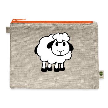 Sheep Baby Standing Cute Lamb Child Cool Comic - Hemp Carry All Pouch - natural/orange - Front