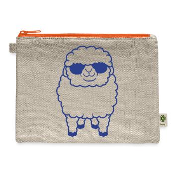 Sheep Sunglasses Party Lamb Cute Cool Farm Animal - Hemp Carry All Pouch - natural/orange - Front