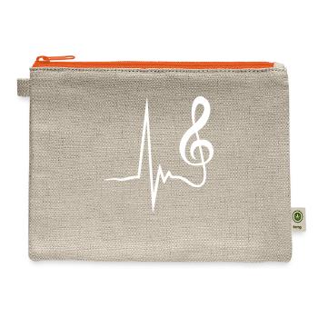 Music Clef Note Violin Treble Sound Pulse ECG - Hemp Carry All Pouch - natural/orange - Front