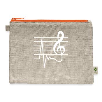 Music Clef Note Violin Treble Sound Pulse ECG - Hemp Carry All Pouch - natural/orange - Front