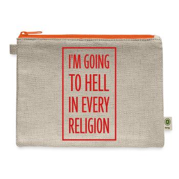 im going to hell - Hemp Carry All Pouch - natural/orange - Front