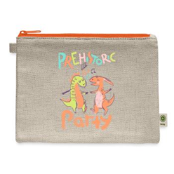 prehistoric party - little dino - Hemp Carry All Pouch - natural/orange - Front