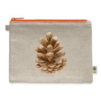 A watercolor painting of a brown pine tree - Hemp Carry All Pouch - natural/orange - Front