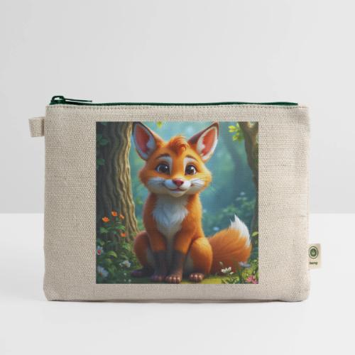 Magical fantasy fox in enchanted forest scene - Hemp Carry All Pouch