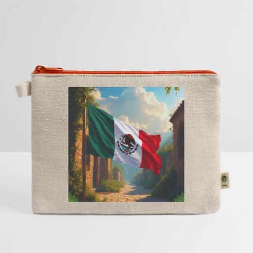 Mexican flag in Magical Town and Nature - Hemp Carry All Pouch