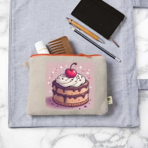 Cherry‑Topped Celebration Cake Design - Hemp Carry All Pouch